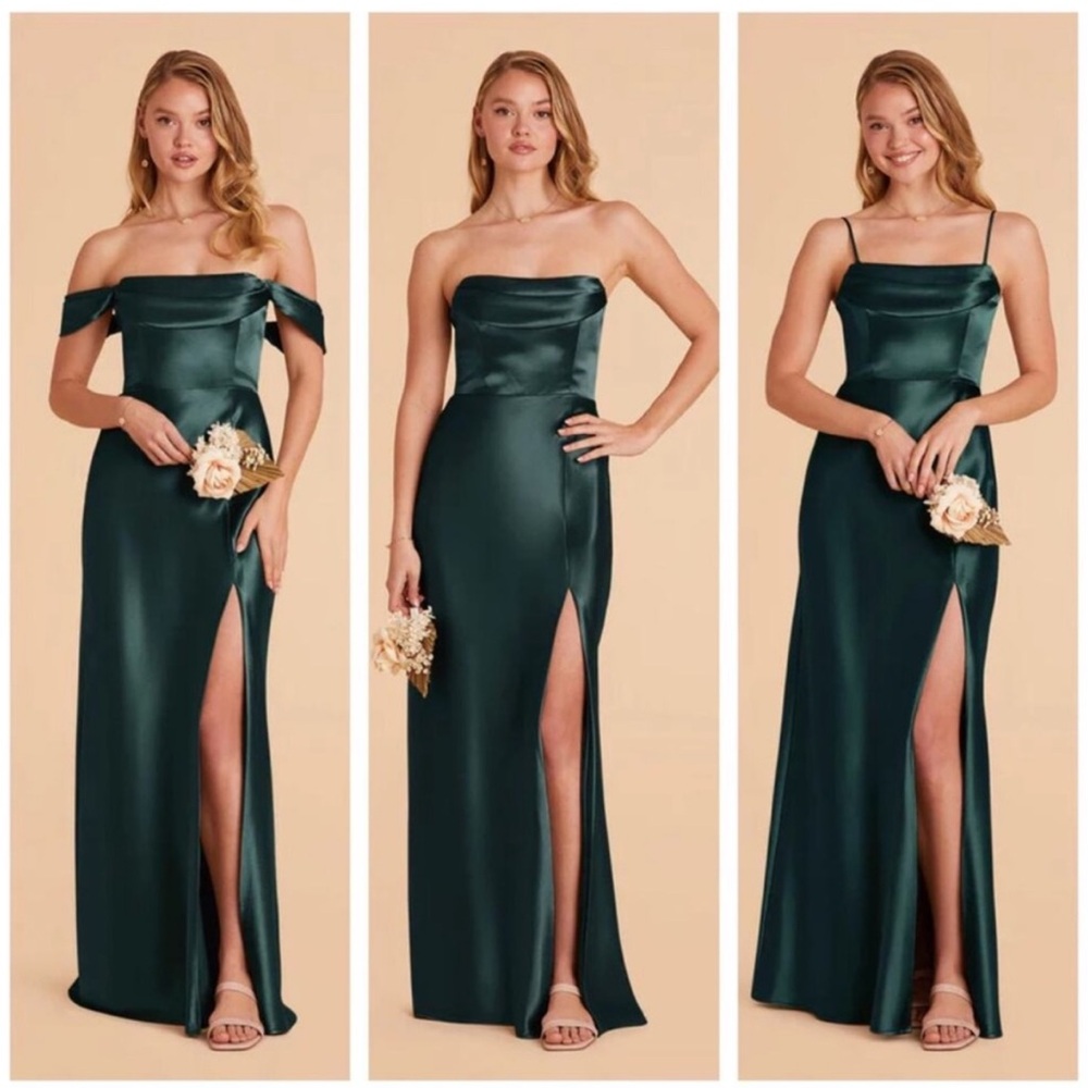 NWT Birdy Grey Mia Shiny Satin Emerald Convertible Dress Size L